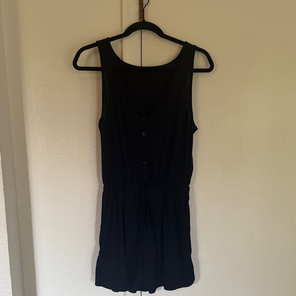 Black Sleeveless Button-Down Onesie - Picture 1 of 5